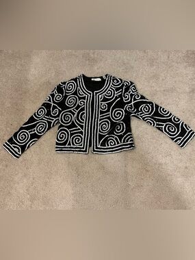 Valerie Stevens 100% Silk Vintage Sequin Swirl Pattern Jacket
